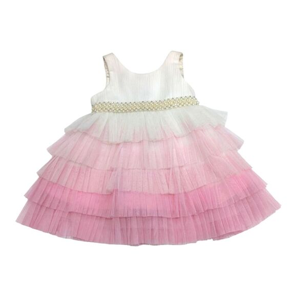 American Princess Pink White Tulle Gradient Fancy Dress Baby Girl 3mo - Picture 1 of 5